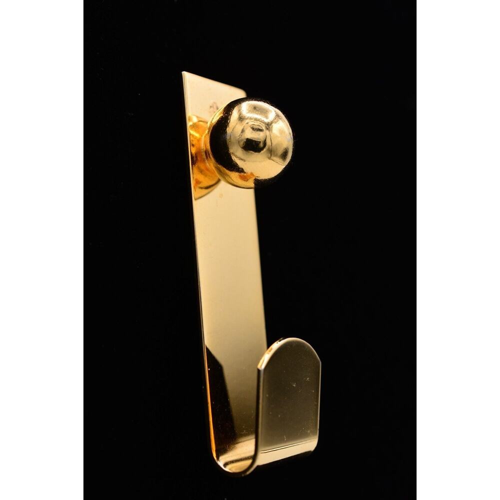 Vintage Hook Knob Pin Brooch Heavy Weighted Chunky Shiny Gold Tone 1970s BinAP